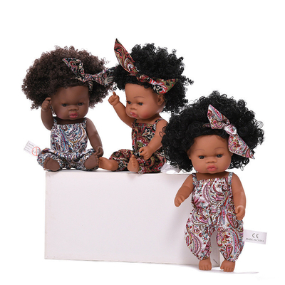 Vinyl Silicone Girl Lovely 14 Inch African American Black Baby Doll For Kids with Custom Logo