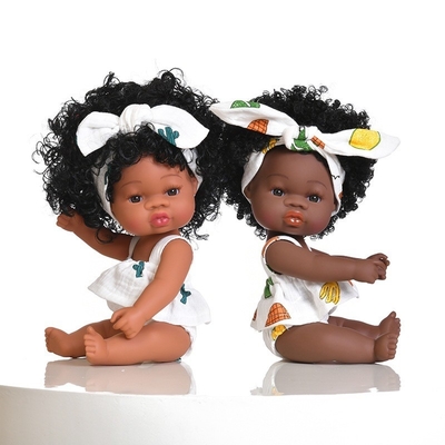 Vinyl Silicone Girl Lovely 14 Inch African American Black Baby Doll For Kids with Custom Logo