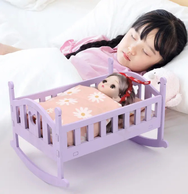 Wooden Doll House Bed Baby Crib for 6 inch Dolls Must-Have Doll Accessories for Kids
