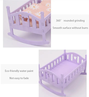 Wooden Doll House Bed Baby Crib for 6 inch Dolls Must-Have Doll Accessories for Kids