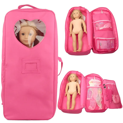 18 inch Dolls Storage Travel Carrier Suitcase Bag Back Pack for American Style Girl Kids Gift