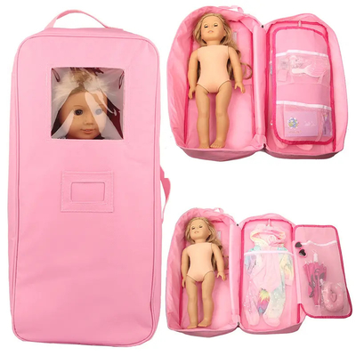 18 inch Dolls Storage Travel Carrier Suitcase Bag Back Pack for American Style Girl Kids Gift
