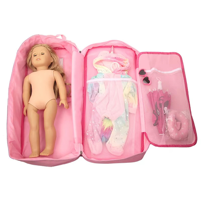 18 inch Dolls Storage Travel Carrier Suitcase Bag Back Pack for American Style Girl Kids Gift