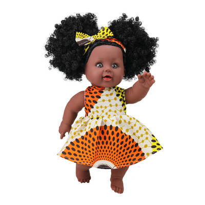 Gentle Hand Wash 35cm Silicone Vinyl Dolls For Kids African Black Doll