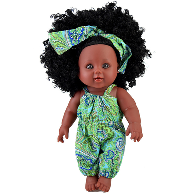 Gentle Hand Wash 35cm Silicone Vinyl Dolls For Kids African Black Doll